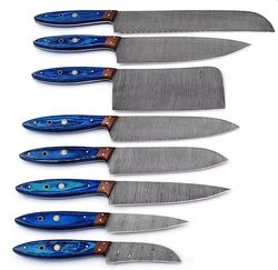 custom handmade damascus steel professional chef & kitchen knives set