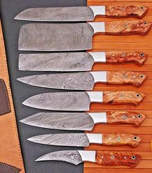 custom handmade chef & kitchen knives set damascus steel