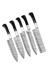 custom handmade damascus steel kitchen & chef knives set 5 pcs
