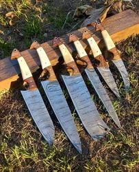 custom handmade chef & kitchen knives set damascus steel 6 pcs