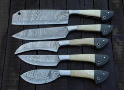 custom handmade chef knives set damascus steel