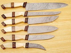 custom handmade damascus steel chef & kitchen knife set 6 pcs