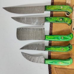 custom hand forged damascus steel chef knives set 5 pcs set