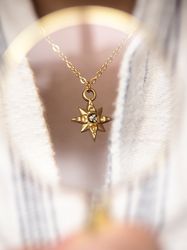 Pressed flower necklace, Star necklace, Gold stainless steel necklace