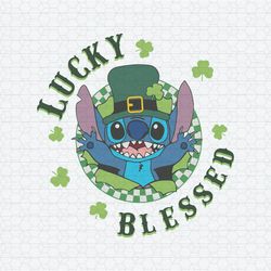 St Patrick's Day Lucky And Blessed Stitch SVG