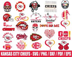 25 Files Kansas City Chiefs Svg Bundle, NFL Football Svg, Sport Lovers Svg