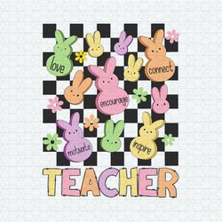 Checkerboard Teacher Bunny Love Connect SVG