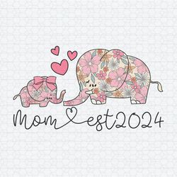 Groovy Mom Est 2024 Floral Elephant PNG