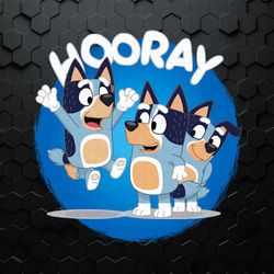 Hooray Bluey Dog Cartoon Character PNG