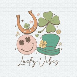 Lucky Vibes St Patrick's Day Shamrock Smiley Face SVG