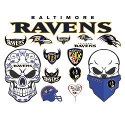 15 Files Baltimore Ravens Bundle Logo SVG Baltimore Ravens Nfl Football Team SVG Baltimore Ravens Skull SVG