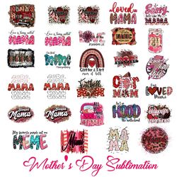 29 Files Mother's Day Sublimation PNG Mom Birthday PNG Bundle