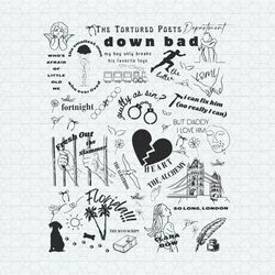 The Tortured Poets Department Song Name Doodles SVG