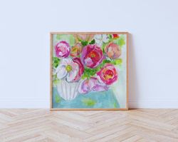flower painting | floral bouquet art | floral print | flower bouquet print | home art | wall art | bouquet painting | fl