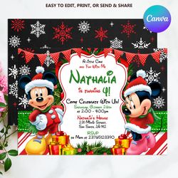 Mickey Mouse Birthday Invitation, Mickey Mouse Party Invite, Editable Printable Birthday Card, Mickey Digital Invite
