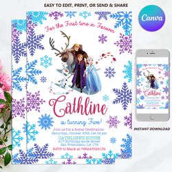 FROZEN Invitation Elsa Birthday Invitation Winter Snow Birthday Printable, Editable Instant Download Template Frozen