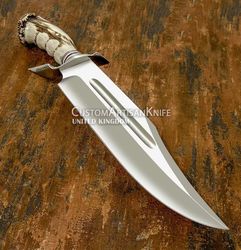 Hand Forged custom Art Bowie knife Crown Antler