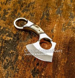 Hand Crafted custom D2 Miniature Neck Cleaver Skinning knife Stag Antler