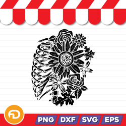 Skull And Flower SVG, PNG, EPS, DXF Digital Download