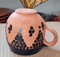 2 Pieces - Eco Moroccan Traditional Clay Mug painted with Tar Handcrafted