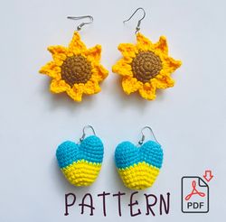 Sunflower earrings, sunflower pattern, crochet pattern, instant download digital file