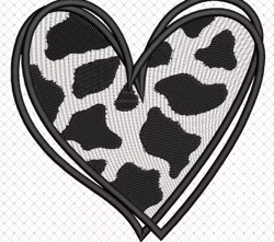 Cow Print Heart Embroidery Design, Animal Print Heart Machine Embroidery Files