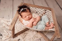 Newborn Girl Beige and Pale Teal Romper Photo Prop