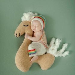 Newborn llama posing pillow photo prop. Newborn posing toy