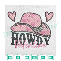 howdy valentine love cowboy hat embroidery , embroidery design file, digital embroidery