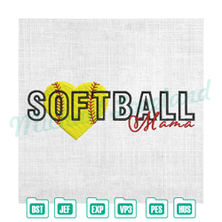 softball mama heart baseball embroidery design , embroidery design file, digital embroidery file