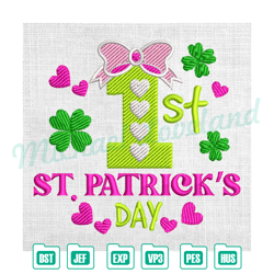 first st patrick day for baby girl embroidery design , embroidery design file, digital embroidery