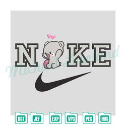 nike x bear cute embroidery design, bear embroidery, nike design,digital embroidery design