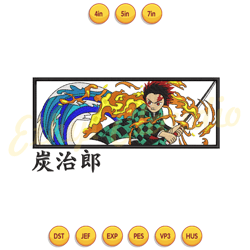 tanjiro fire box anime embroidery design , digital embroidery,embroidery file