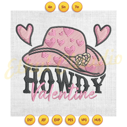 howdy valentine love cowboy hat embroidery ,digital embroidery, embroidery file