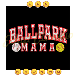 ballpark mama baseball embroidery design ,digital embroidery, embroidery file