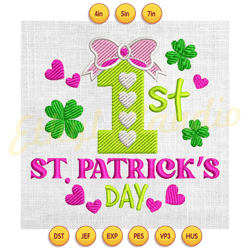 first st patrick day for baby girl embroidery design ,digital embroidery, embroidery file