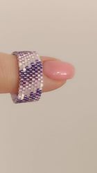 Miyuki ring Delica, geometric peyote.PDF format pattern for creating a beaded bracelet using Japanese Miyuki Delica.