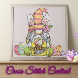 Easter Gnome with Egg Basket Cross Stitch Pattern PDF