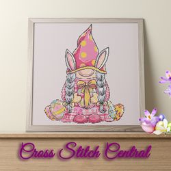 Easter Gnome Girl Cross Stitch Pattern PDF