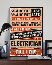 Electrician Poster- What I Do Vertical Poster, Gift For Him, Poster Decor, Poster Gift For Home, Electrician Gifts