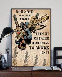 Electrician Let There Be Light Vertical Poster, Gift For Him, Poster Decor, Poster Gift For Home, Electrician Gift