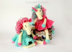 Unicorn crochet pattern - Amigurumi unicorn doll PDF - Unicorn sleeping soft plush toy - Digital Patter Tutorial PDF