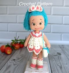 Crochet princess doll pattern - Amigurumi doll in dress PDF - Digital Patter Tutorial PDF