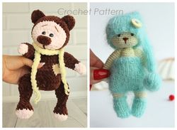 Bear teddy Crochet pattern SET 2 in 1 - Amigurumi toy big bear/ little bear PDF - Digital Patter Tutorial PDF