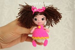 Little doll Keychain crochet pattern, Cool doll in a dress PDF, Digital Patter Tutorial PDF