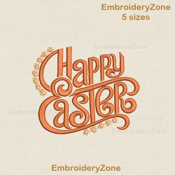 Happy Easter machine embroidery design, Happy Easter congratulatory phrase for decor egg embroidery pattern, 5 sizes p