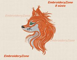 Fox embroidery design, red fox machine embroidery pattern , wild cat embroidery designs, wild animal, 7 sizes