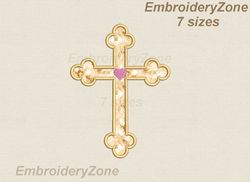 Cross with heart applique embroidery design, religious cross embroidery pattern applique cross machine embroidery, relig