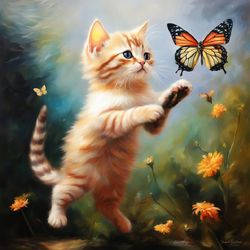 Adorable Digital Art: Cute Kitten