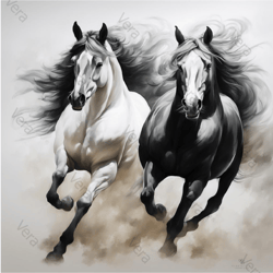 Poster, Digital Art "Horses", Wall Decor, Interior Painting, Artwork